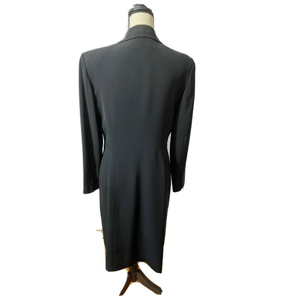 Beautiful Black Long Blazer Size 12 Made In France With Buttons And Pockets - Picture 6 of 10